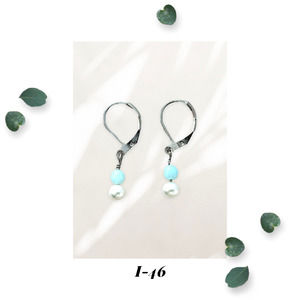 Dollop of Happiness - Rhodium Amazonite AA Gemstone Freshwater Pearl Earrings